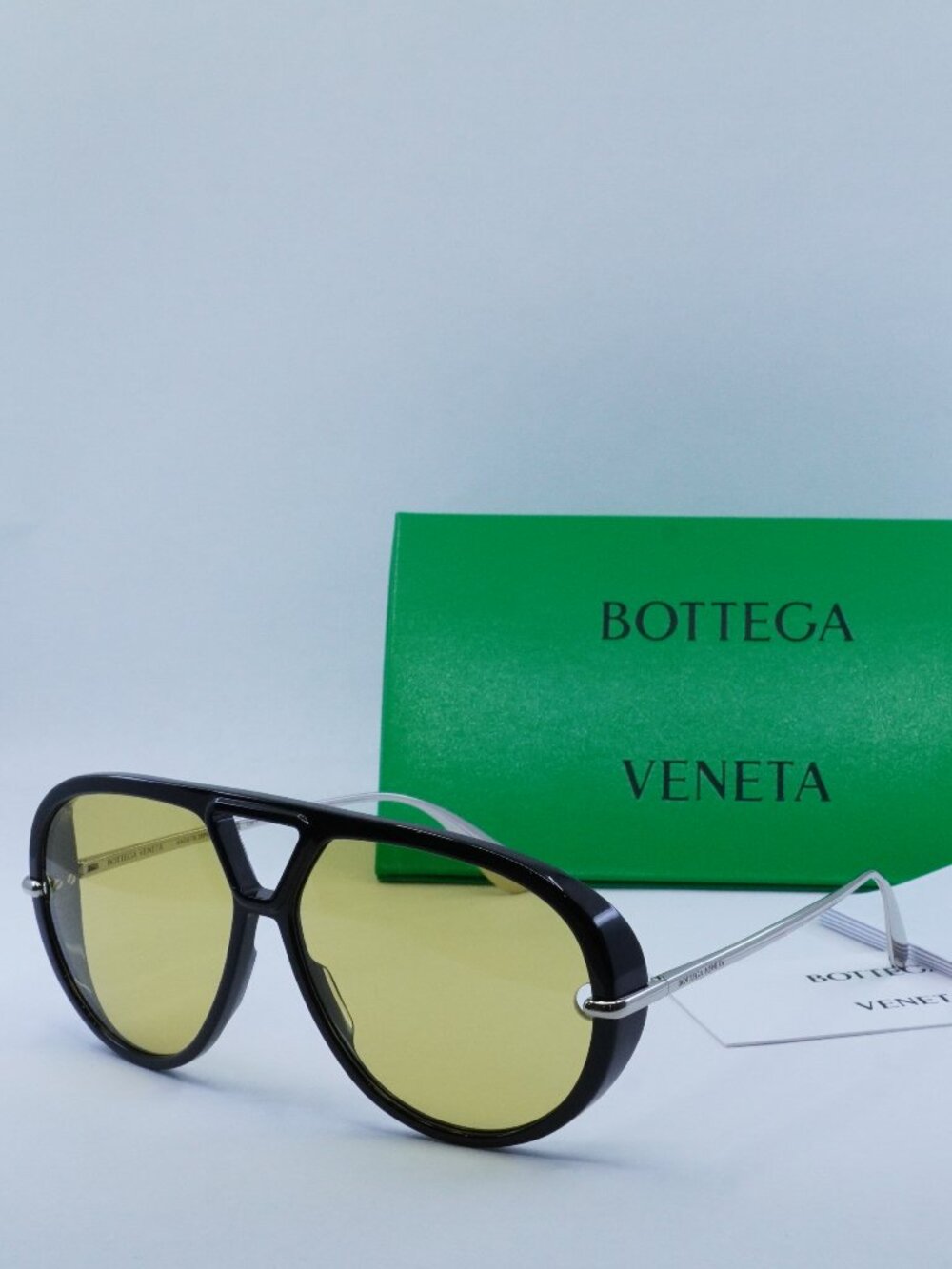Bottega Veneta BV1274S 002 Aviator Sunglasses - Black / Mustard